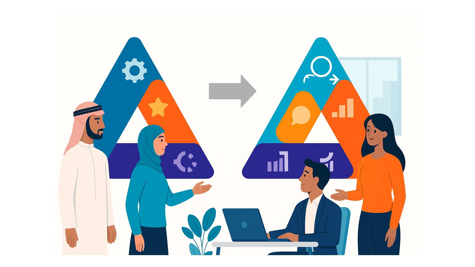 مثلث المواهب الجديد من PMI مقارنة بالقديم: Ways of Working / Power Skills / Business Acumen