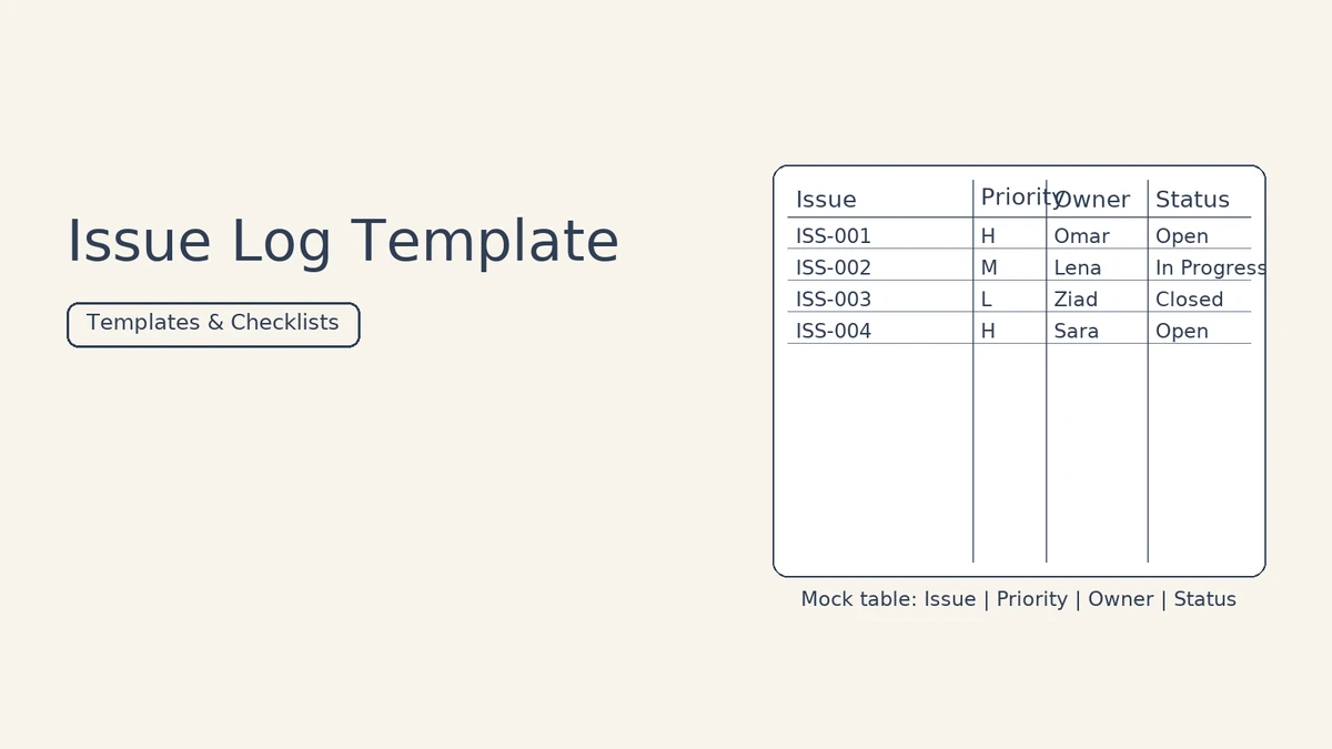 Issue Log Template — قالب سجل القضايا