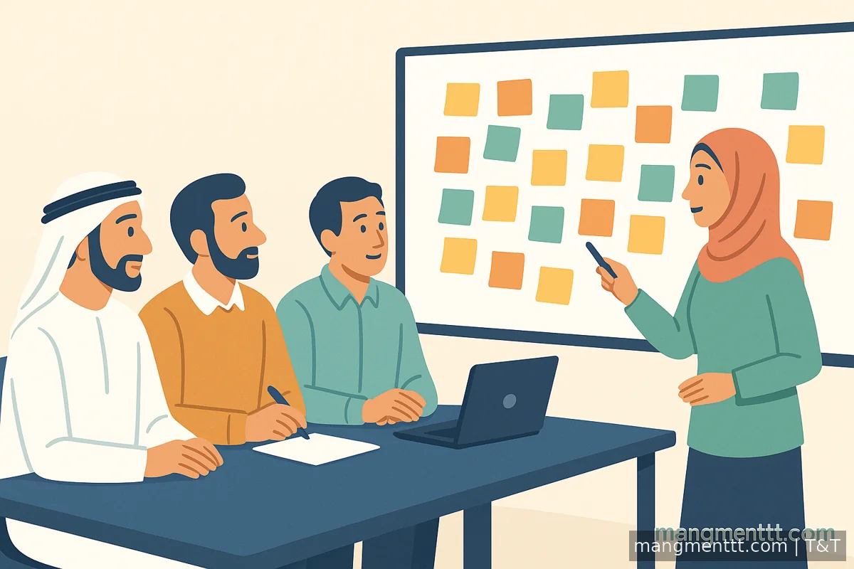 نقاش أصحاب المصلحة أثناء Sprint Review مع تجميع الملاحظات على اللوح