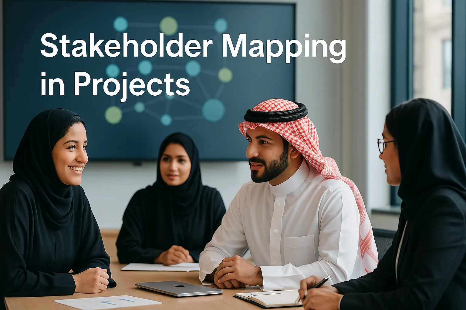 Stakeholder Mapping in Projects — اجتماع أصحاب مصلحة بطابع سعودي