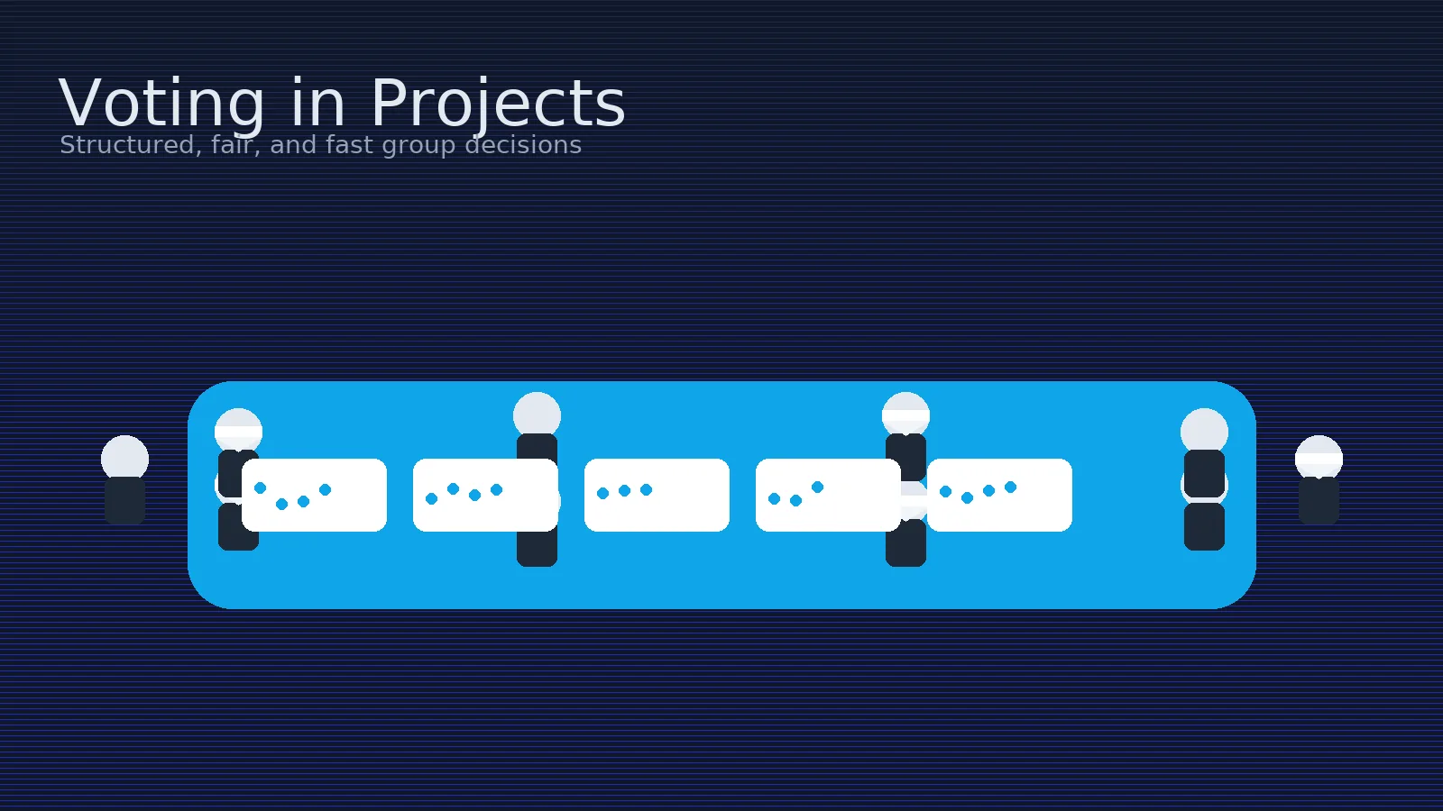Voting in Projects — فريق مشروع يجري تصويتًا منظّمًا