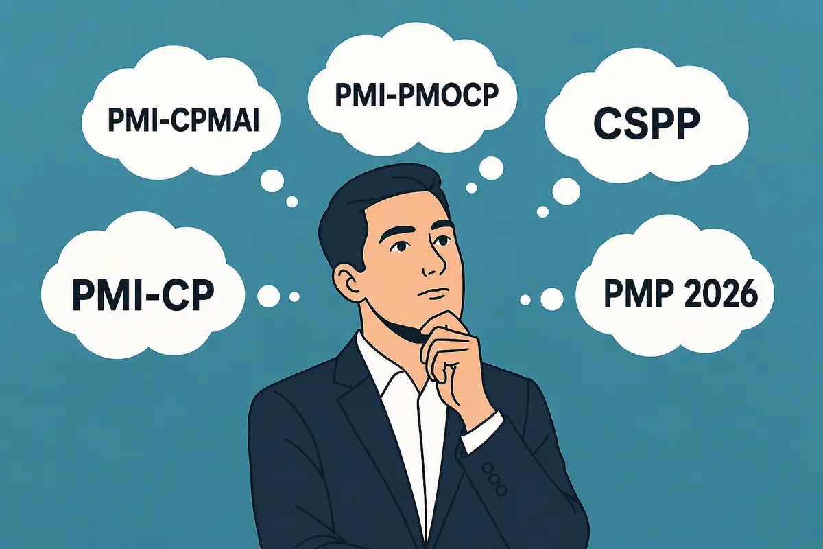 مدير مشروع يقارن بين شهادات PMI الجديدة في 2026: PMI-CPMAI وPMI-PMOCP وCSPP وPMI-CP وتحديث PMP